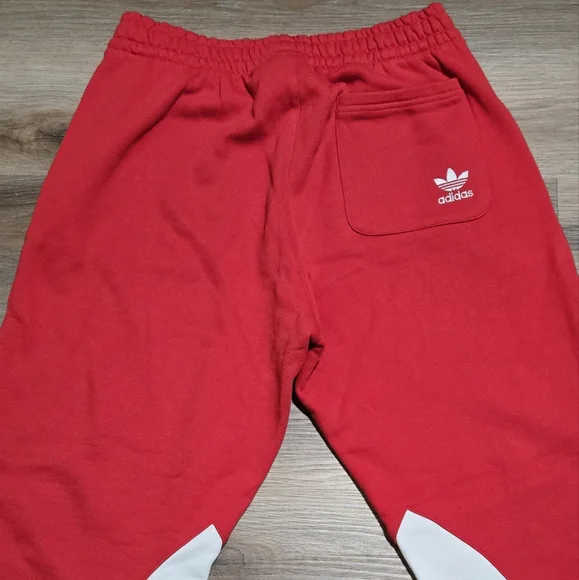 Adidas Big Trefoil Red White Jogger Sweatpants Size M - Picture 4 of 13